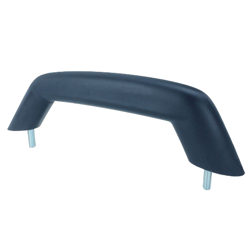 Black molded plastic fender handle with metal mounting bolts for automotive and John Deere parts accessories under $50 category