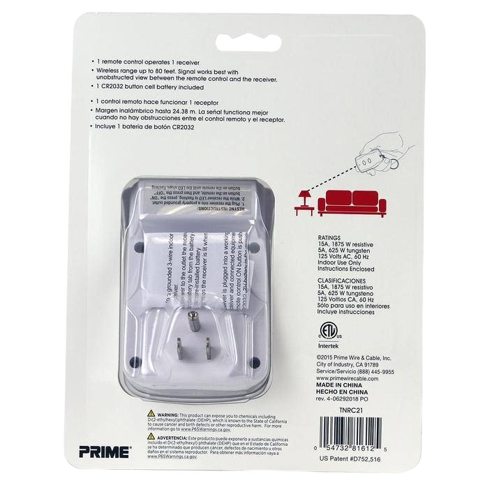 Indoor wireless remote control with two outlets and matching transmitter for convenient home improvement use