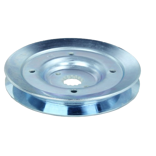 Metal pulley with built-in dampener designed for use in tools and home improvement equipment repair tasks