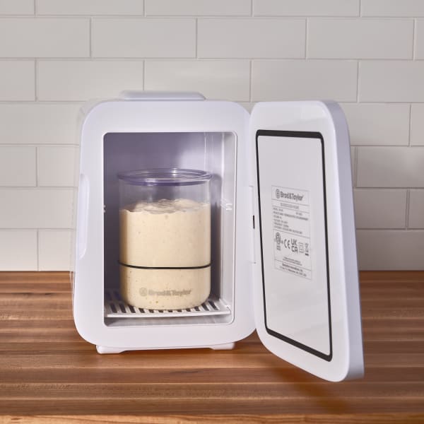 Small fermentation jar with sourdough starter inside a compact white fermentation box in kitchenware collection