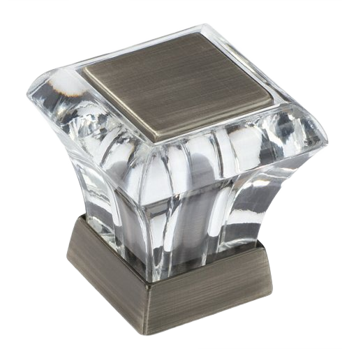 Square acrylic cabinet knob with antique silver accents for furniture hardware and home improvement under $50 collection