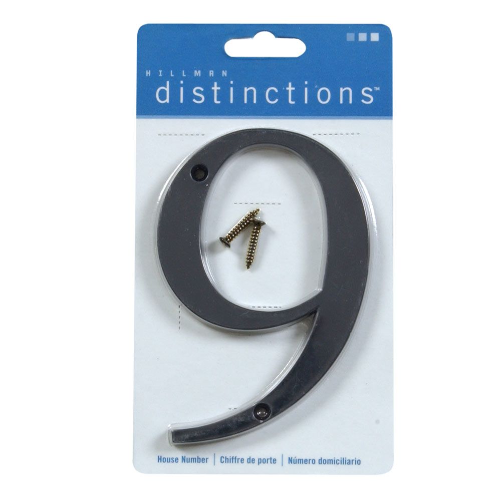 Black flush mount house number 9 with screws included for home improvement and exterior use