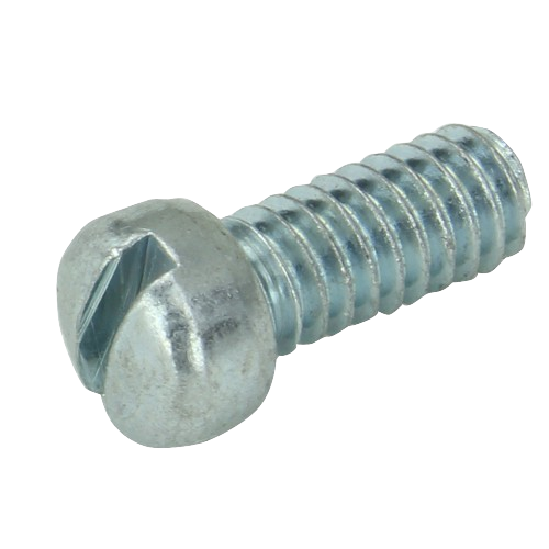 Metal screw with slotted round head designed for John Deere parts and home improvement projects
