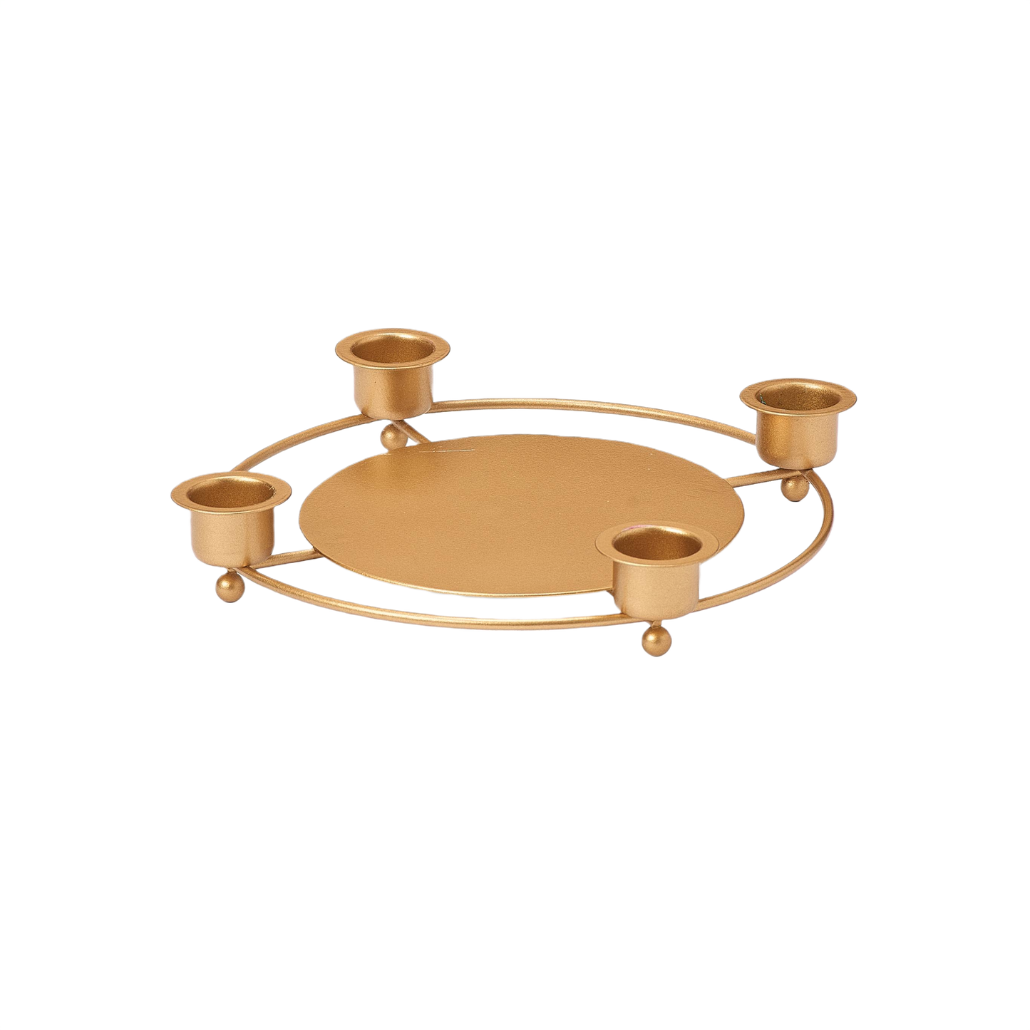 Roman gold metal advent candleholder with four holders and circular base, festive Christmas decoration under $50 collection