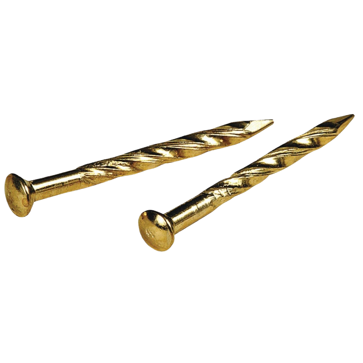 Brass-plated trim nails with twisted shanks for secure molding installation in hardware and fasteners collections under $50