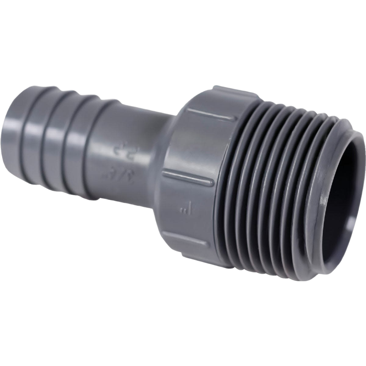 Gray polypropylene reducing hose adapter with male pipe thread for plumbing and pipes & fittings under $50 category