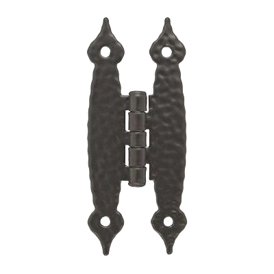 Black colonial-style flush mount cabinet hinge with textured finish for home improvement projects