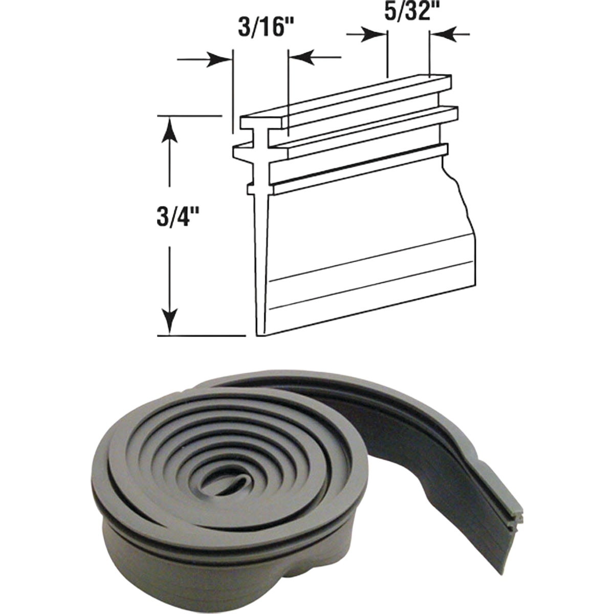 Gray vinyl shower door sweep with measurements for plumbing and shower repair projects under $50