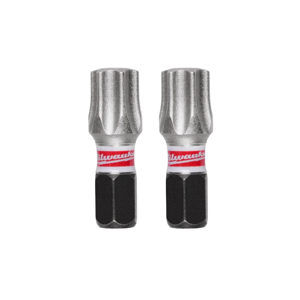 Pair of silver impact duty T45 insert bits with black hex shanks and red branding for power tool accessories under $50