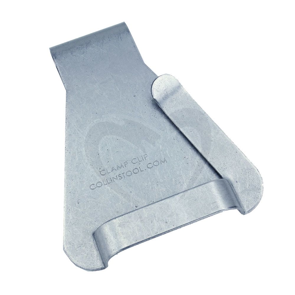 Steel miter clamp clip with bent edges for securing workpieces during woodworking and home improvement tasks