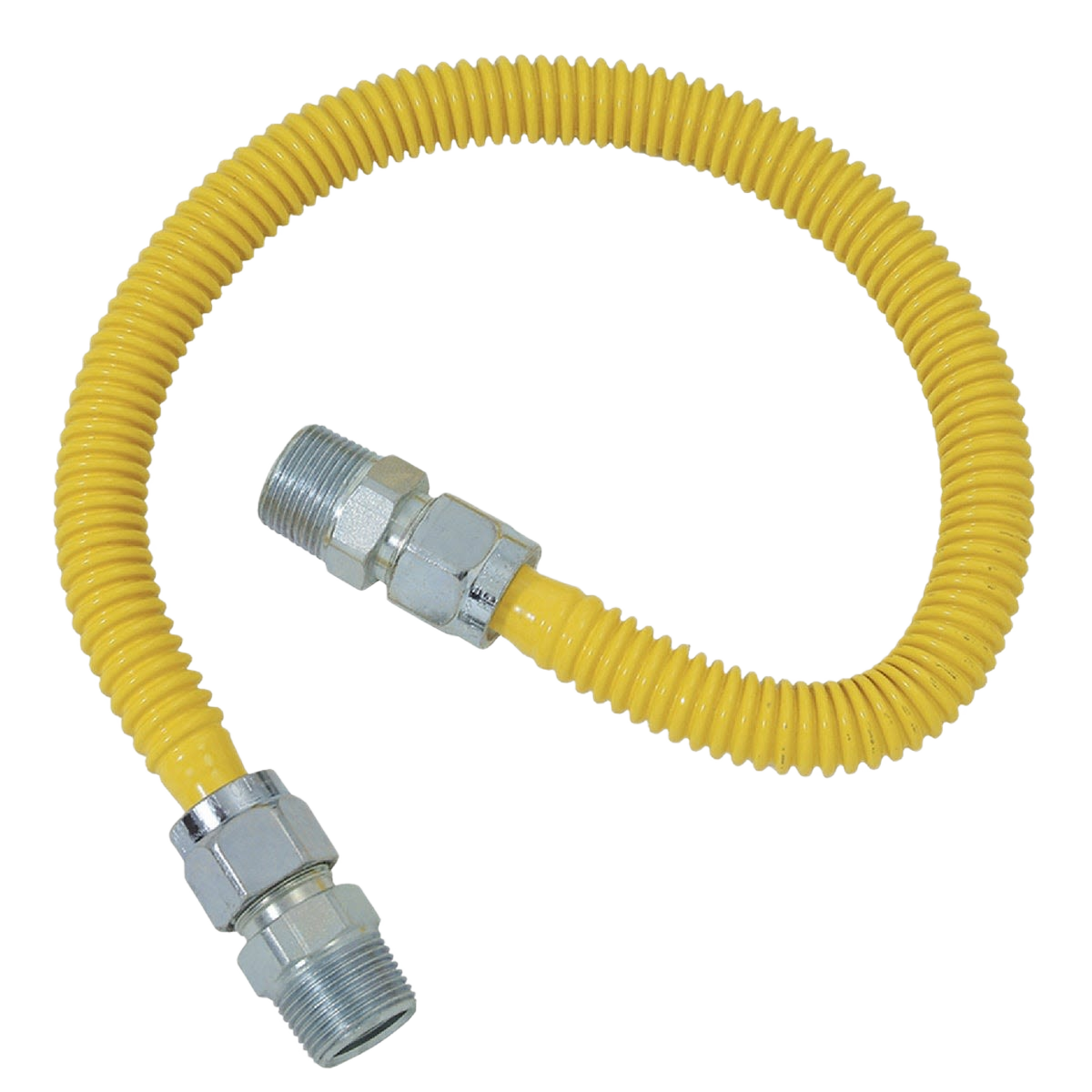 Flexible yellow coated stainless steel gas connector with threaded fittings for plumbing and home improvement tools under $50 collection