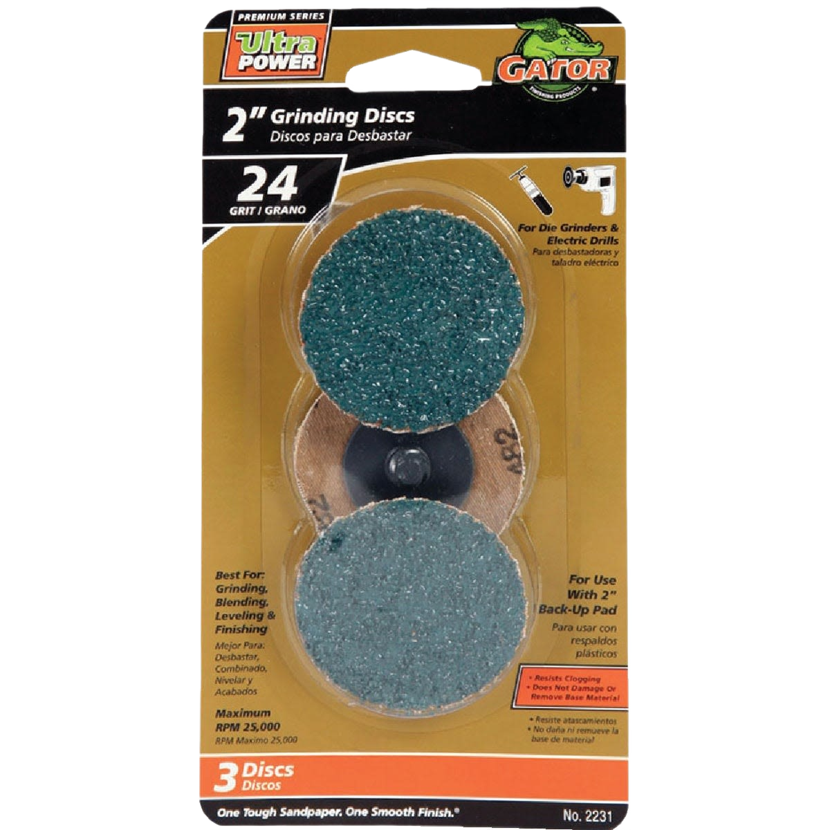 Set of three 2-inch 24 grit sanding discs for power tool accessories and abrasive tool collections under $50