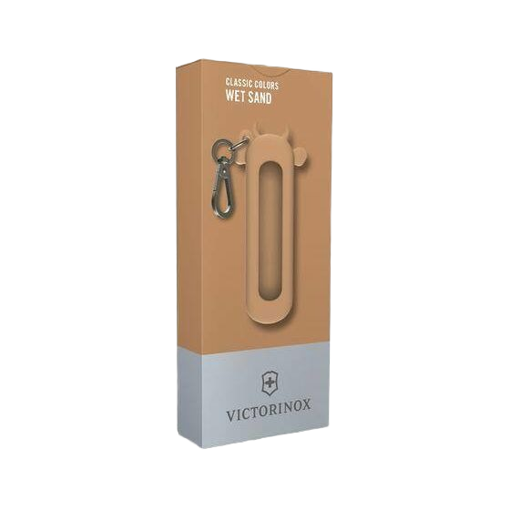 Silicone protective case in wet sand color with cow design and metal clip for attaching keys or bags