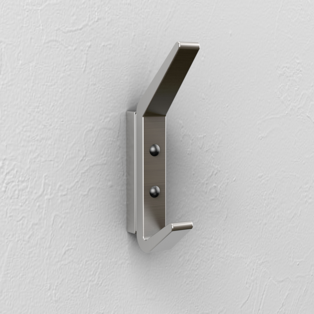Satin nickel wall-mounted hook with geometric reed design for storage and organization in home improvement under $50 collection