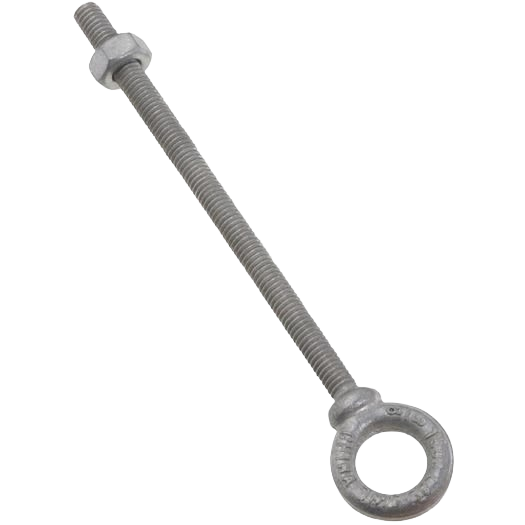 Galvanized steel eye bolt with threaded shaft and hex nut for hardware and fastener applications under $50 collections