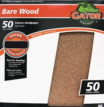 Gator coarse sandpaper sheet for heavy-duty sanding on bare wood, ideal for woodworking and home improvement tasks under $50