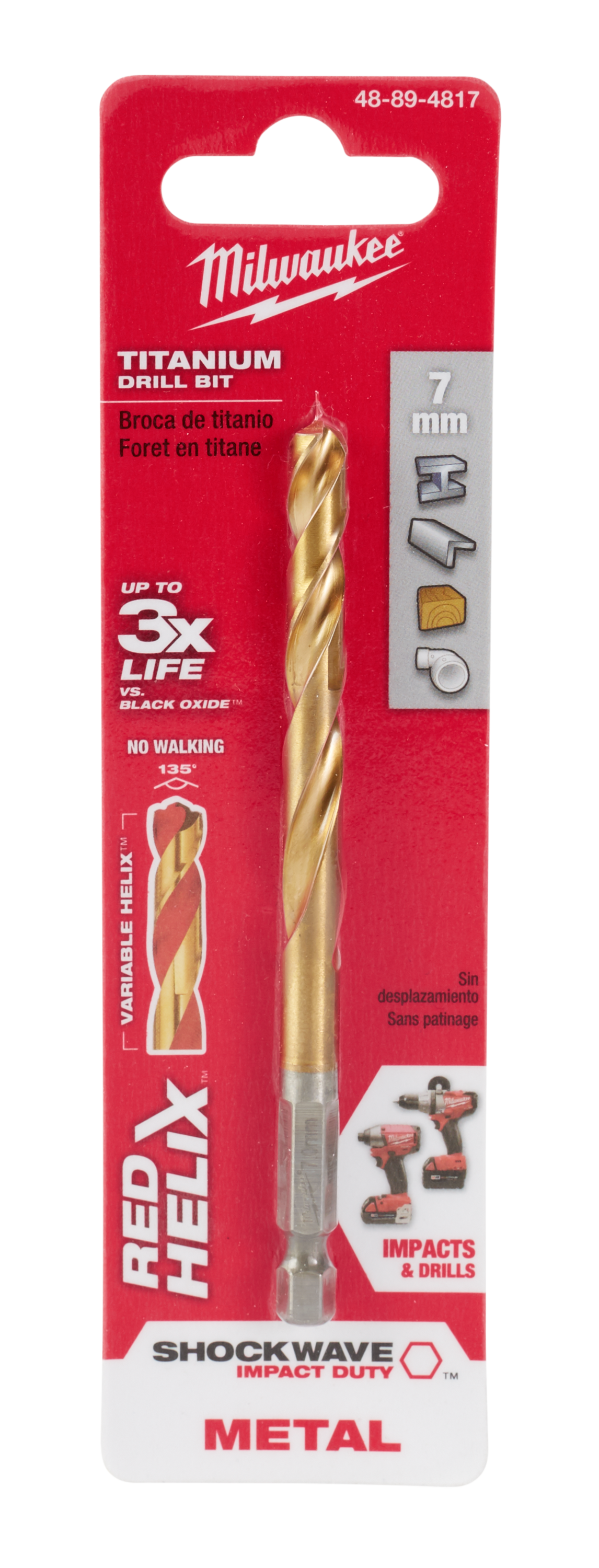 Milwaukee 7mm SHOCKWAVE™ RED HELIX™ Titanium Metric Drill Bit