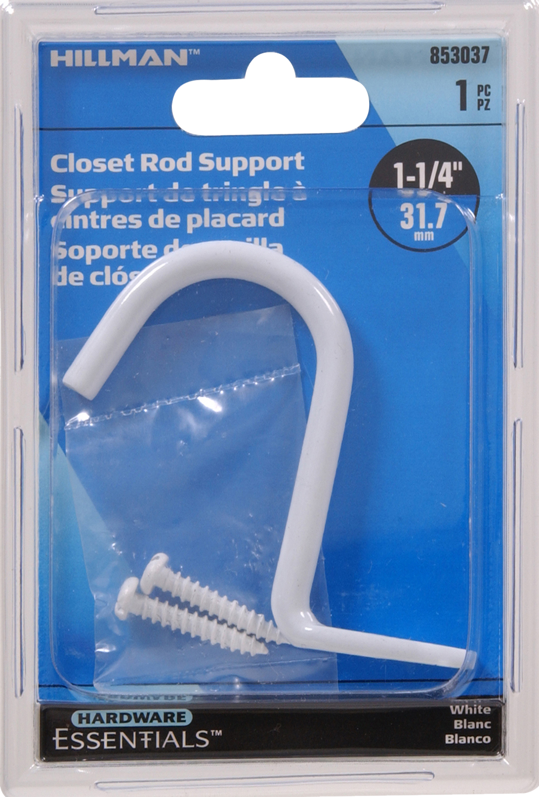 Hardware Essentials Closet Rod Center Support White (1-1/4")