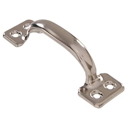 Nickel-plated 4-inch bar style sash lift with mounting holes for home improvement and tool projects