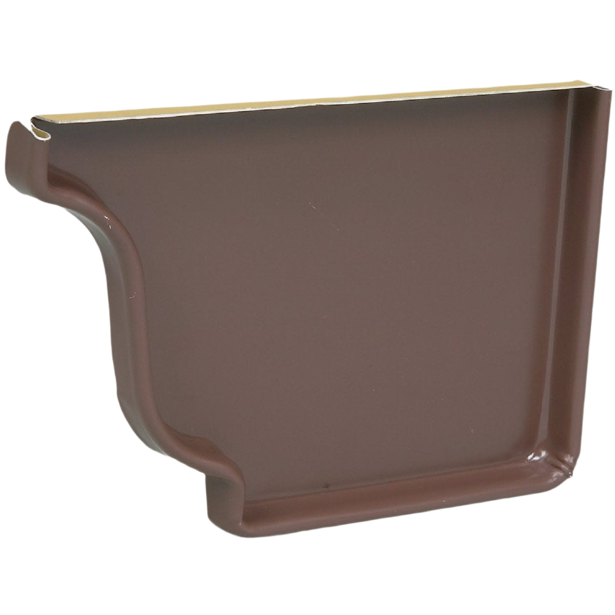 Brown aluminum right-side gutter end cap designed for durable home improvement installations