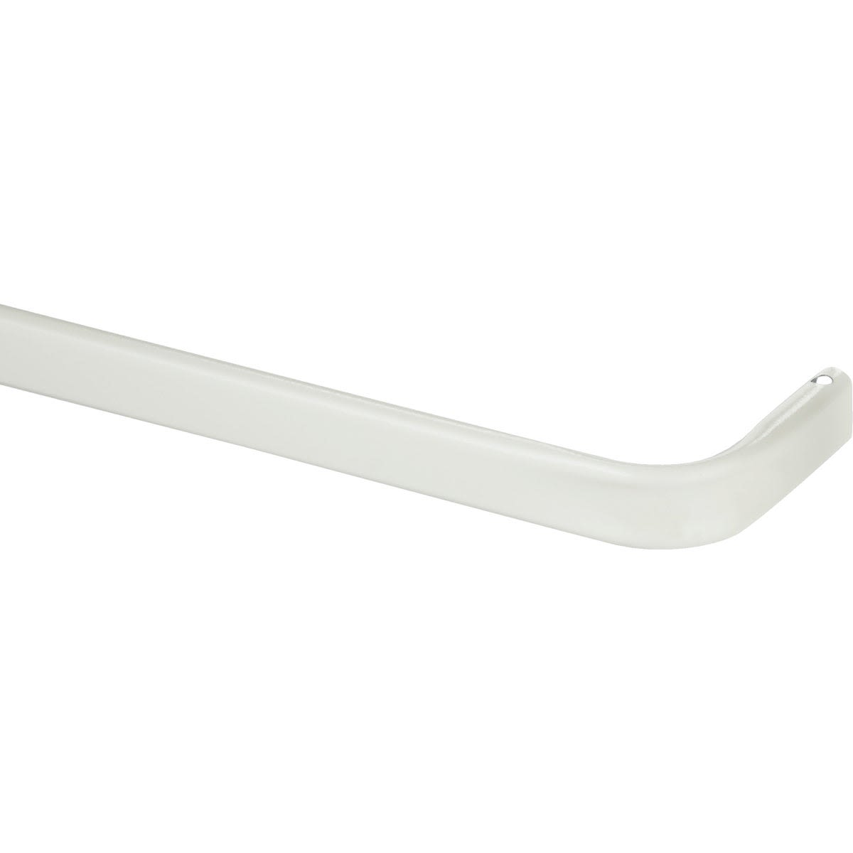White metal single curtain rod with adjustable length for window treatments and home improvement projects