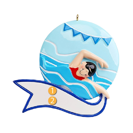 Personalized swimmer girl ornament with goggles and cap, festive decoration for Christmas tree under $50 collection