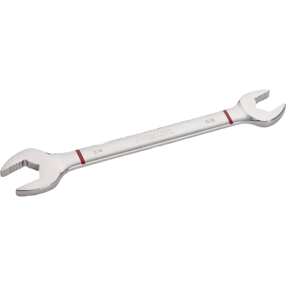 Double-ended open wrench with 5/8 and 3/4 inch sizes, polished finish for home improvement tools and tasks