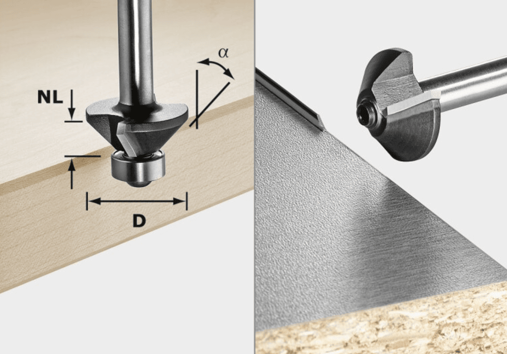 Carbide-tipped chamfer bit with 30-degree angle for precise woodworking in woodworking tools and accessories collections