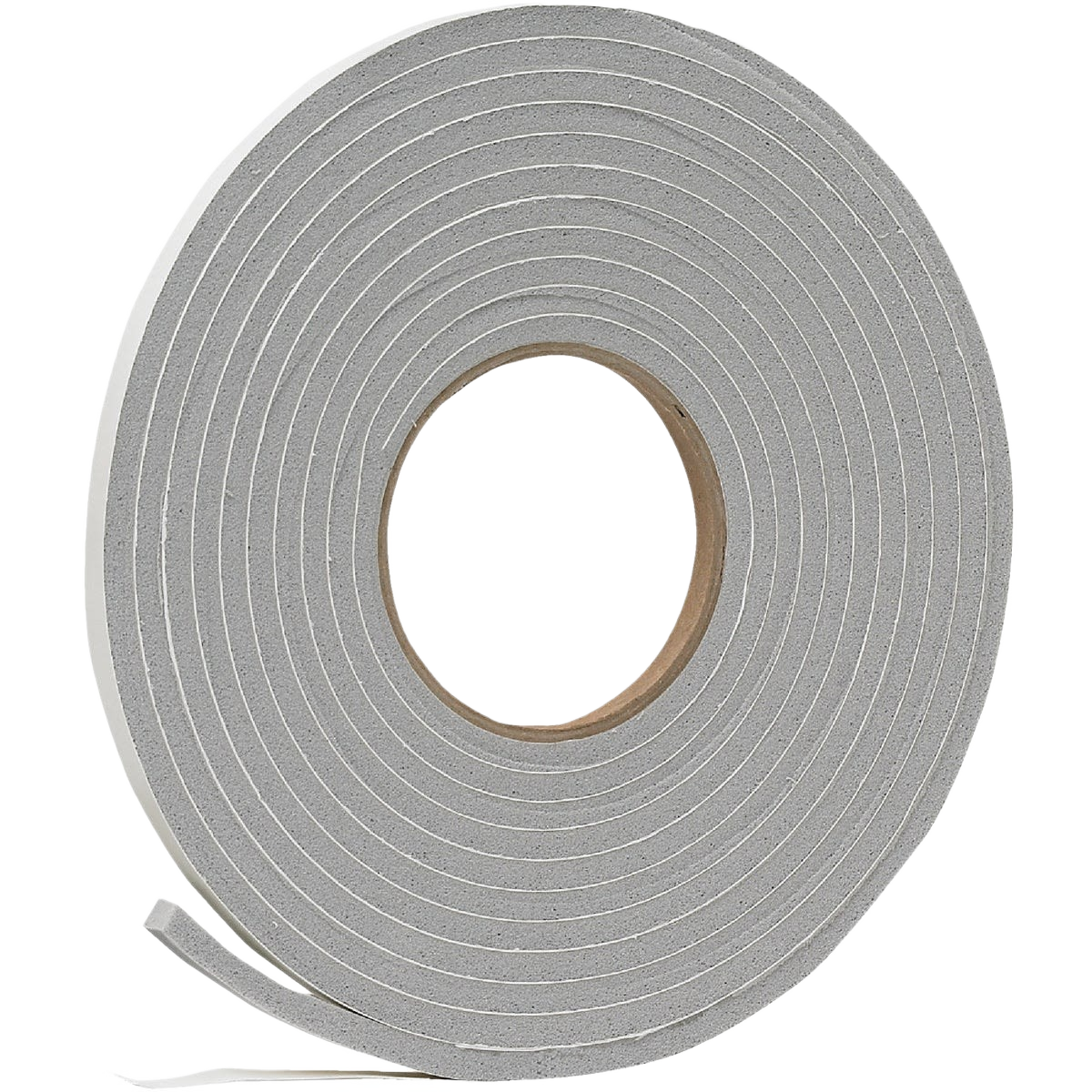 Roll of gray foam tape designed for weatherproofing and sealing in home improvement projects and tools use