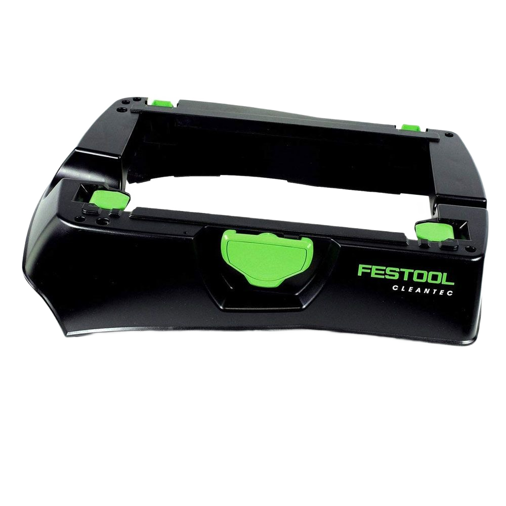 Black and green hose garage accessory designed for securing and organizing Festool CT dust extractors in home improvement tasks