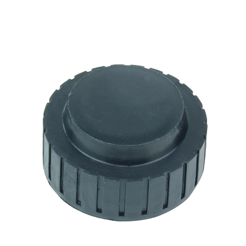 Black radiator overflow filler cap designed for automotive and John Deere engine and auxiliary parts collections