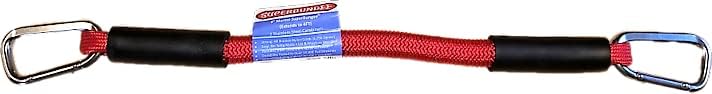 Red marine cord with stainless steel carabiner hooks for secure tie-downs in cargo and automotive applications under $50 collections
