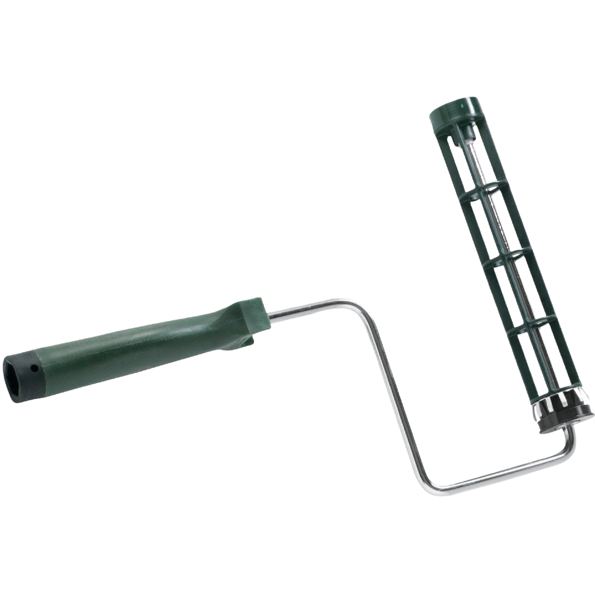 Green handle threaded roller frame with quick-release spring and fiberglass cage for paint rollers in home improvement collections