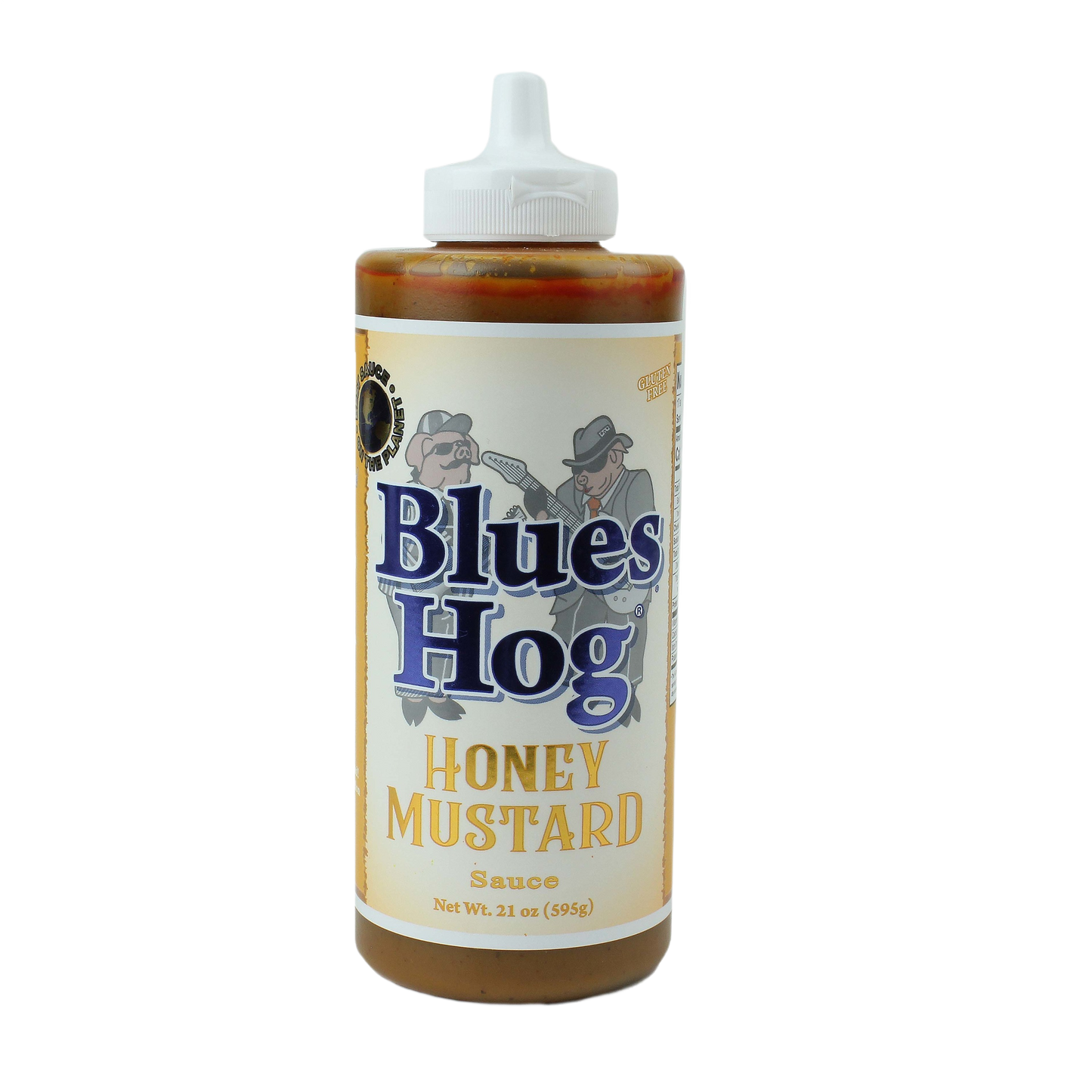 Plastic squeeze bottle of Blues Hog Gluten Free Honey Mustard Sauce for grilling and BBQ sauces collection