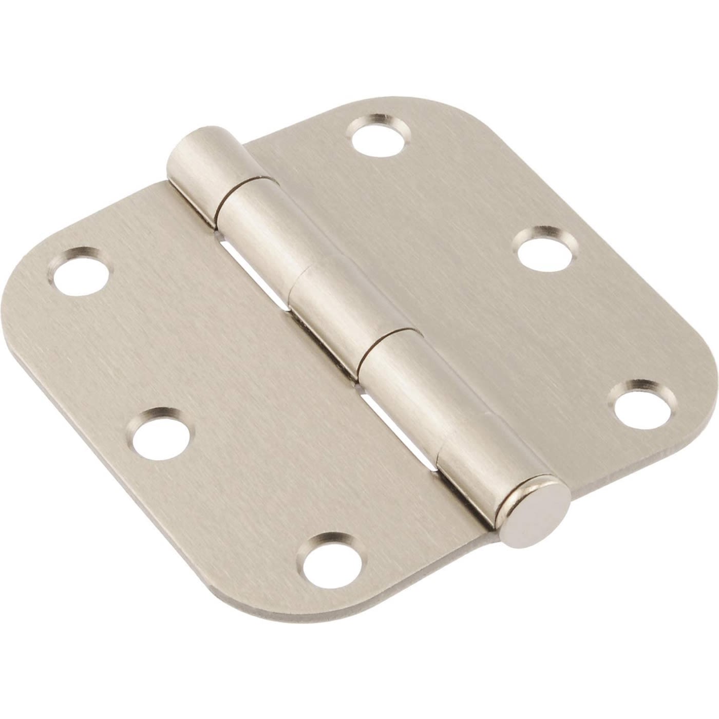 3-1/2 inch satin nickel residential door hinge with round corners for hardware and home improvement projects