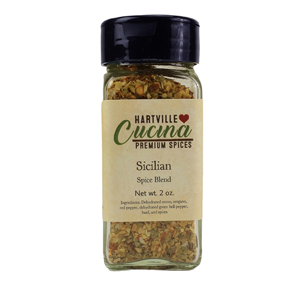 Hartville Cucina Sicilian Premium Spice Blend bottle with mixed herbs, ideal for grilling and herbs & spices collections under $50