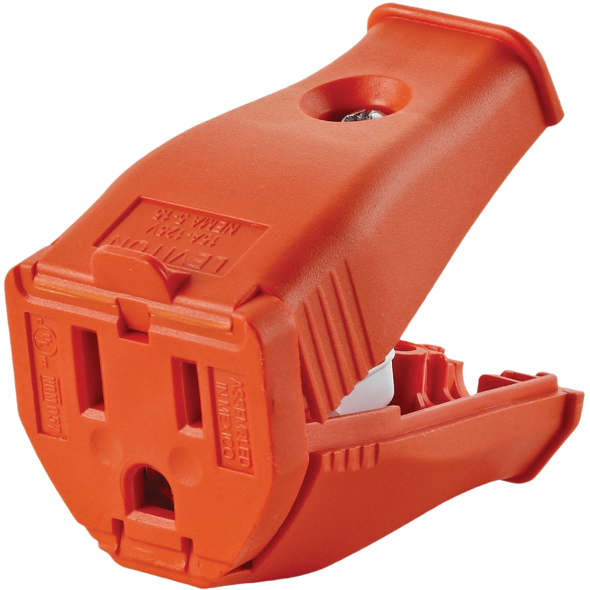 Orange clamp tight cord connector designed for electrical wiring in Home Improvement and Wire collections under $50