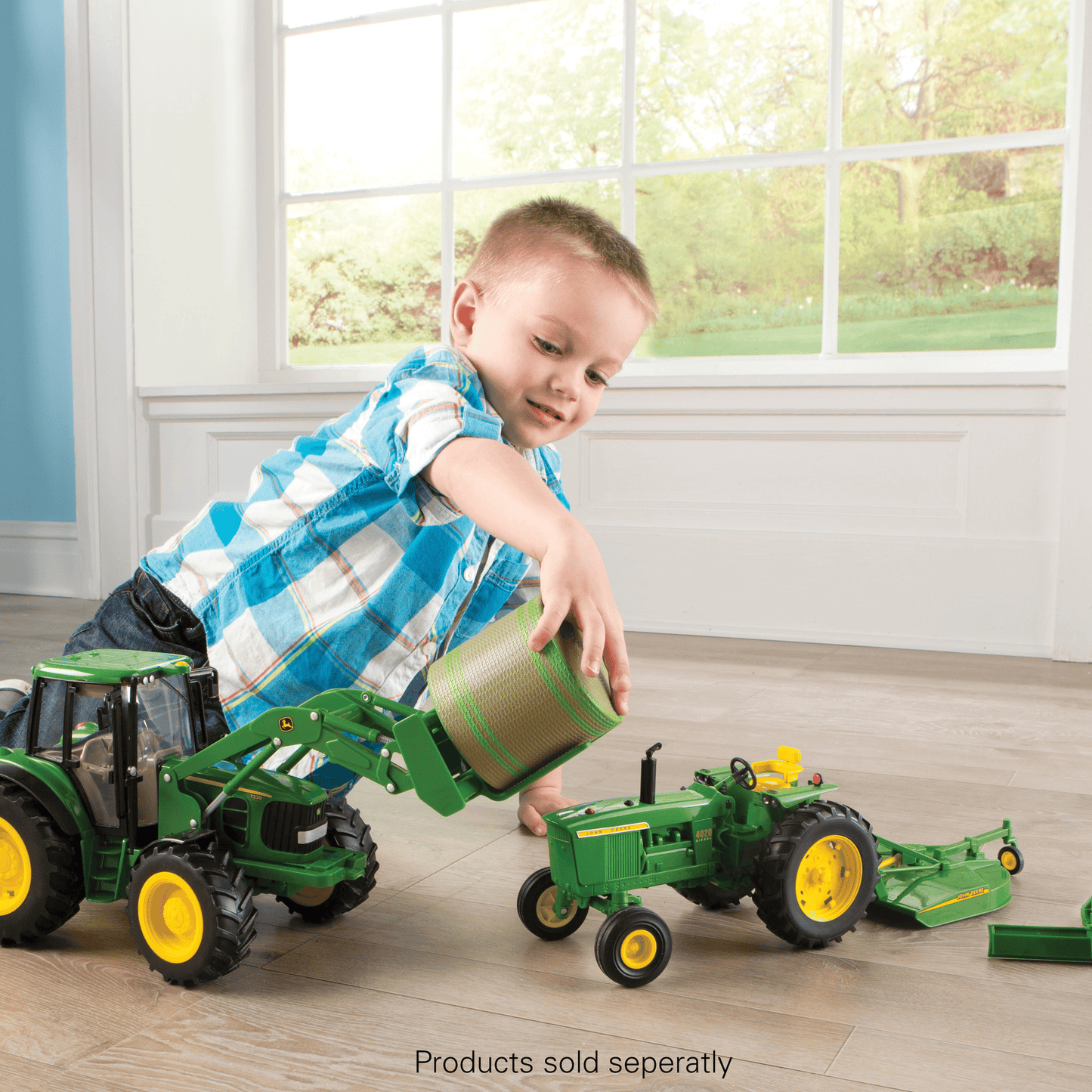 John Deere Big Farm 1:16 Scale Model 7330 Tractor with Bale Mover & Bale