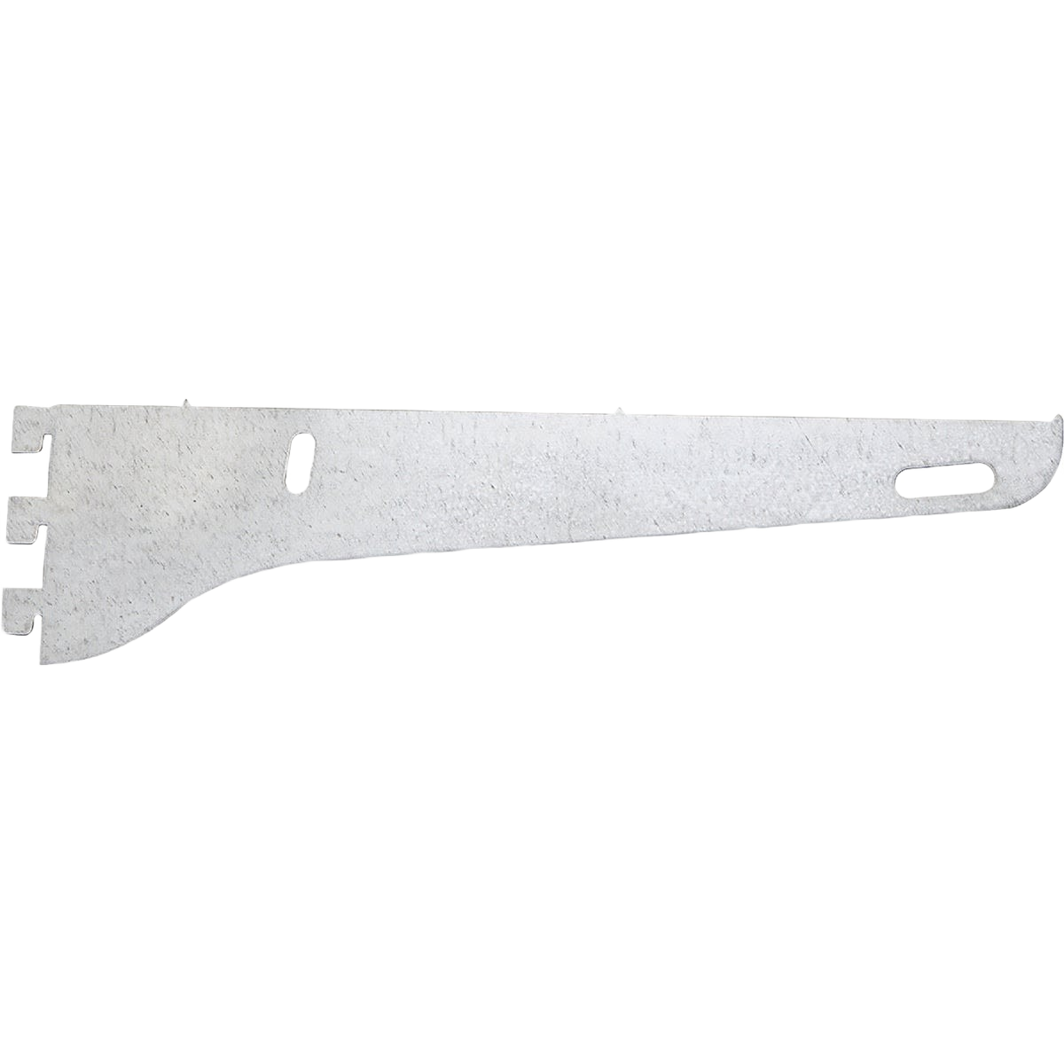 Galvanized steel fast-mount shelf bracket with narrow tapered design for storage and shelving accessories collections