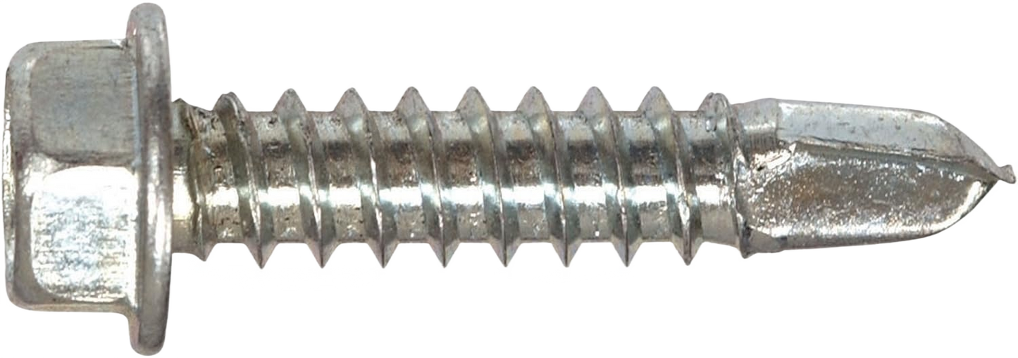 Hex head self-drilling screw with silver finish for hardware and fasteners in home improvement projects