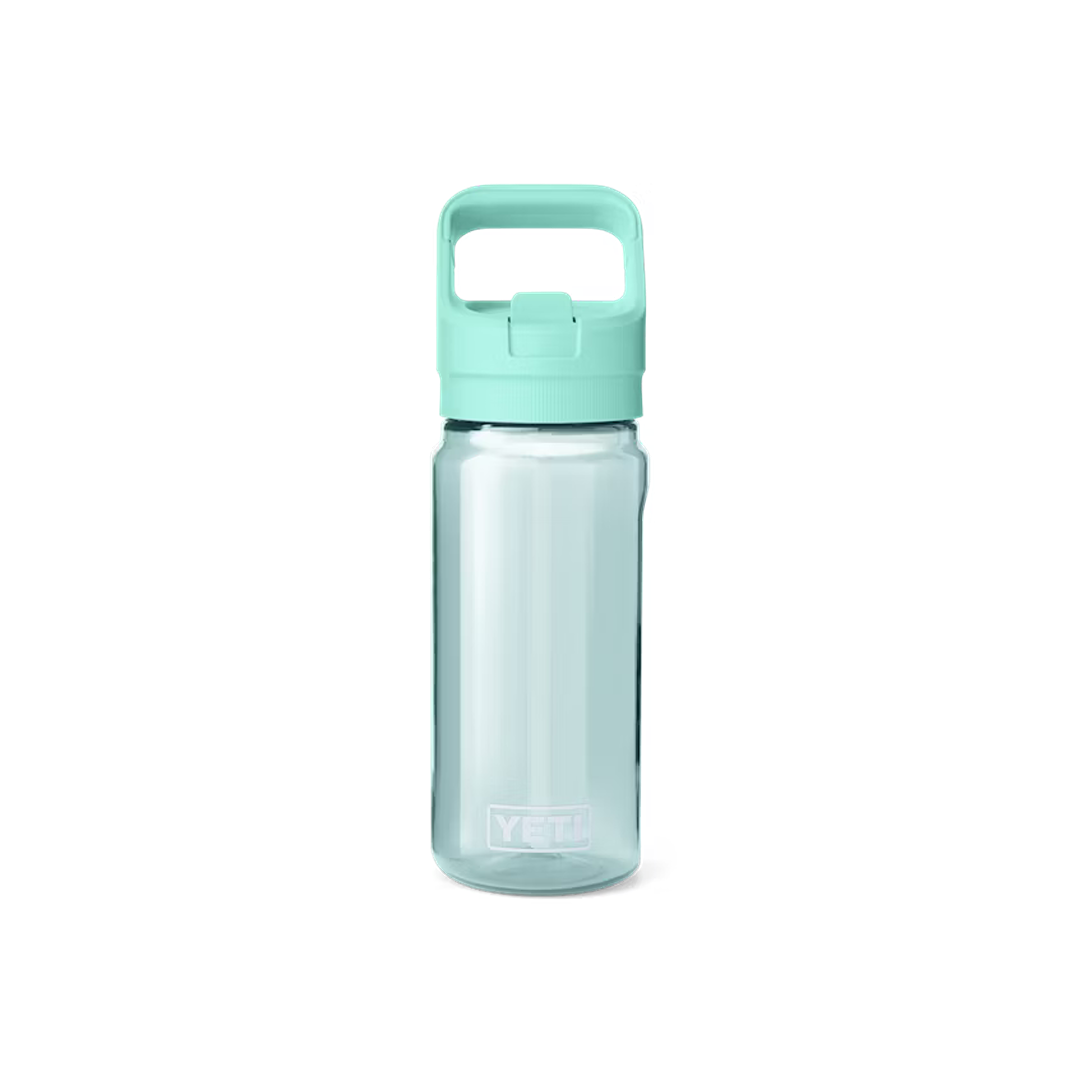 20 oz clear water bottle with light teal straw cap and handle, designed for durable use in drinkware and kitchenware collections under $50