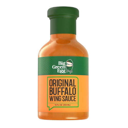 Bottle of Big Green Egg Original Buffalo Wing Sauce with green cap in grilling sauces and spices collection