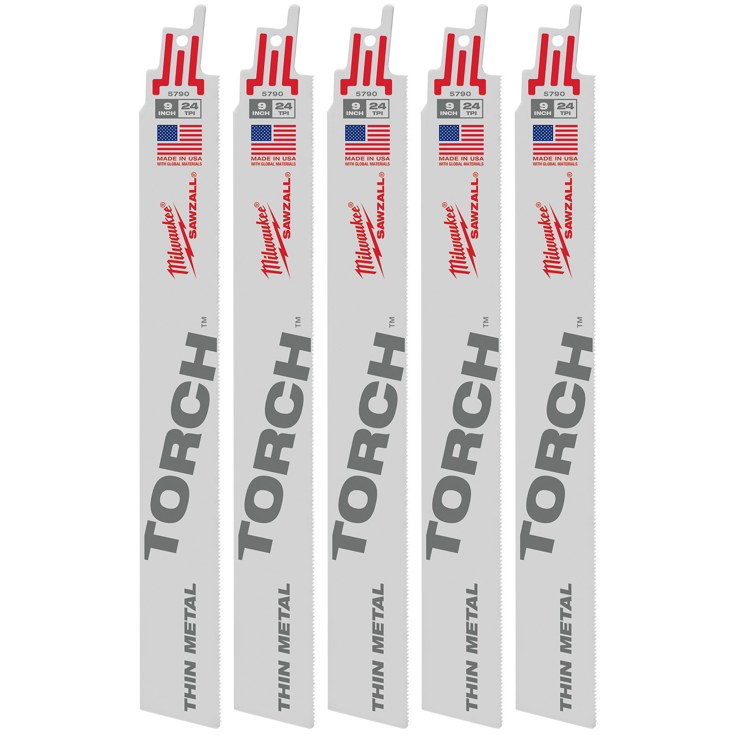 Milwaukee 9" 24 TPI TORCH™ SAWZALL® Blade for Thin Metal (5 PK)