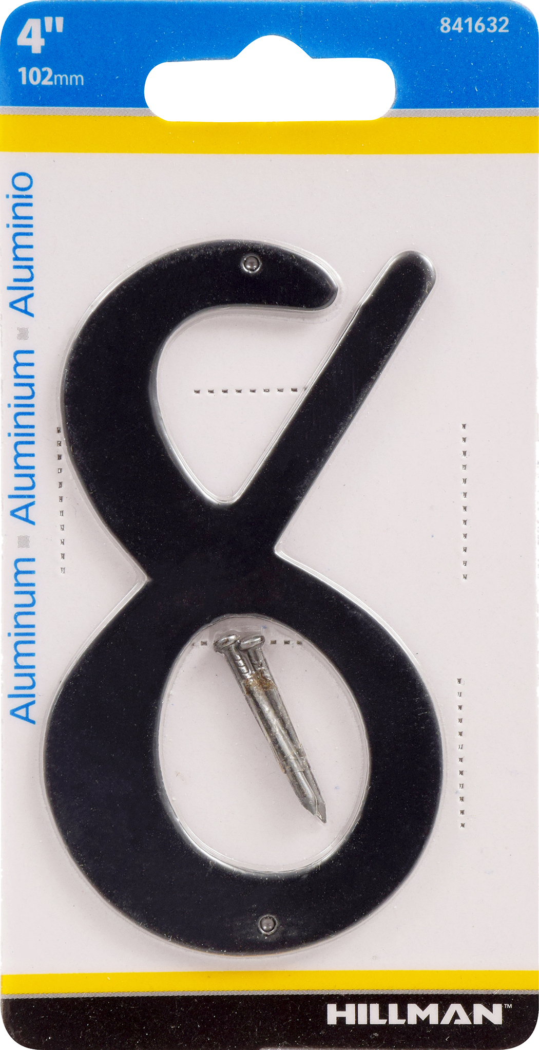 Hillman 4" Nail-On House Number 8 Aluminum, 2-Pack