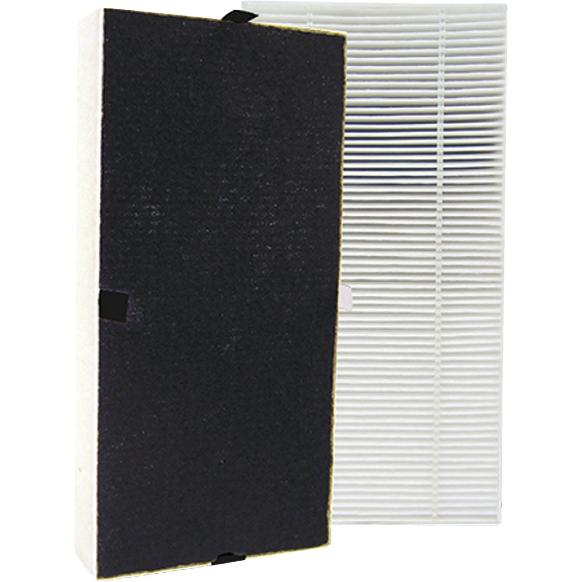 Replacement air purifier filter set with black carbon foam and white pleated material for improved home air quality