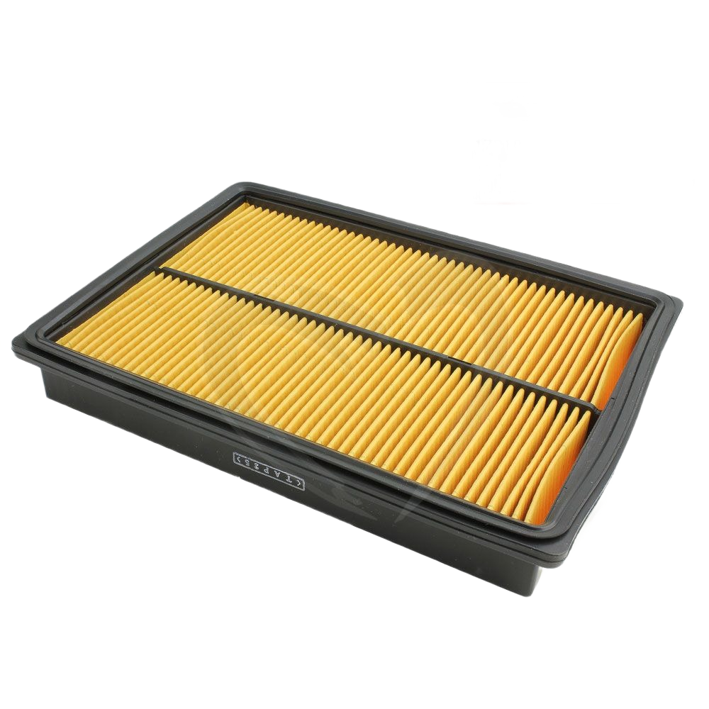 Rectangular automotive air cleaner element with yellow pleated filter and black frame for Honda parts and lubricants category under $100