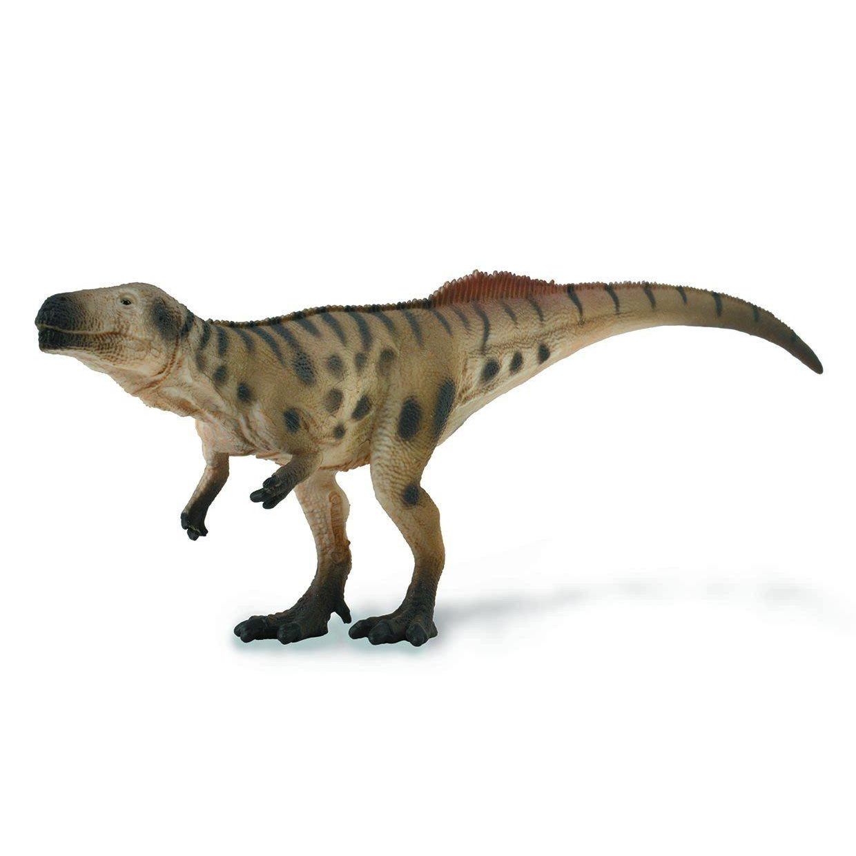 Detailed Megalosaurus dinosaur figurine with spotted pattern and textured skin for collectible display or play