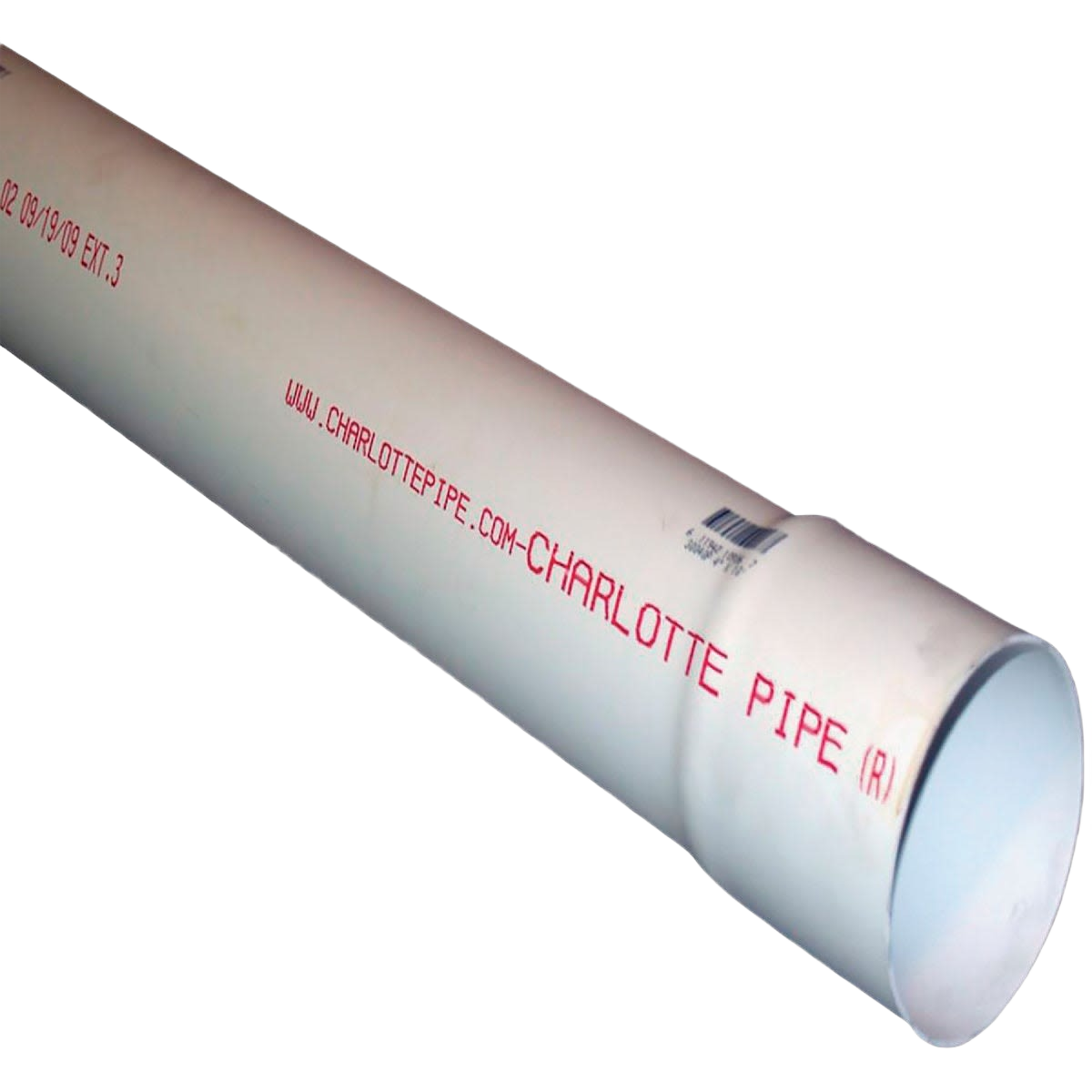 White PVC drain and sewer pipe with belled end for plumbing and home improvement applications