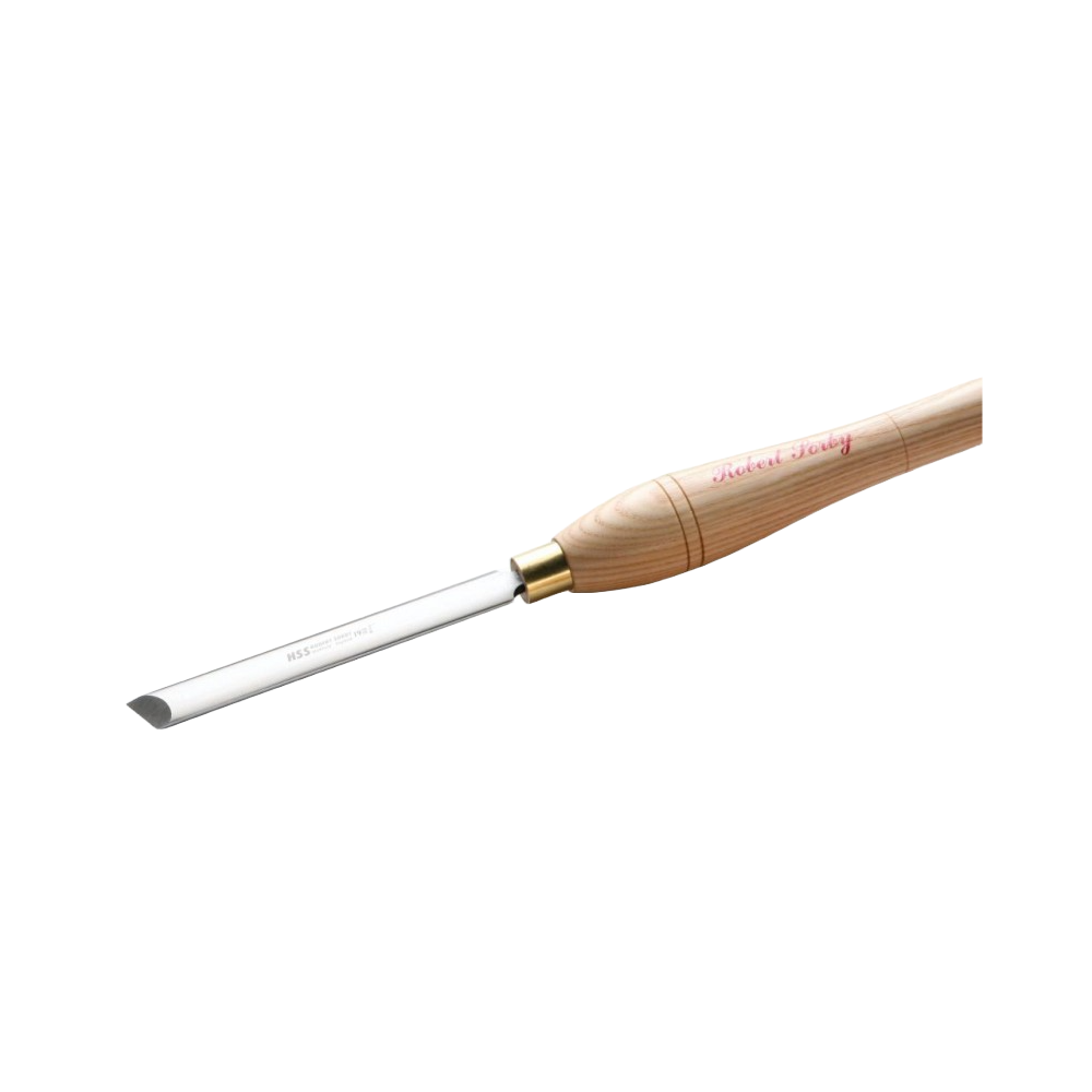 Woodturning oval skew chisel with wooden handle for precision shaping in woodworking and home improvement tasks