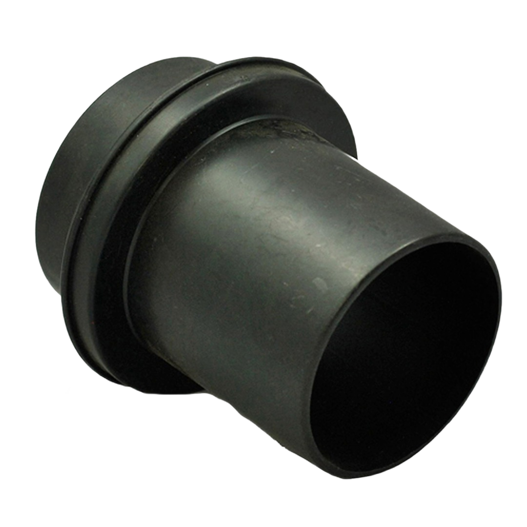 Black steel hose coupling with flange for vacuum systems in home improvement and tools applications